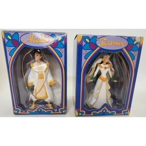 Grolier Disney Ornaments Jasmine and Aladdin King of Thieves First Issue 2 Lot